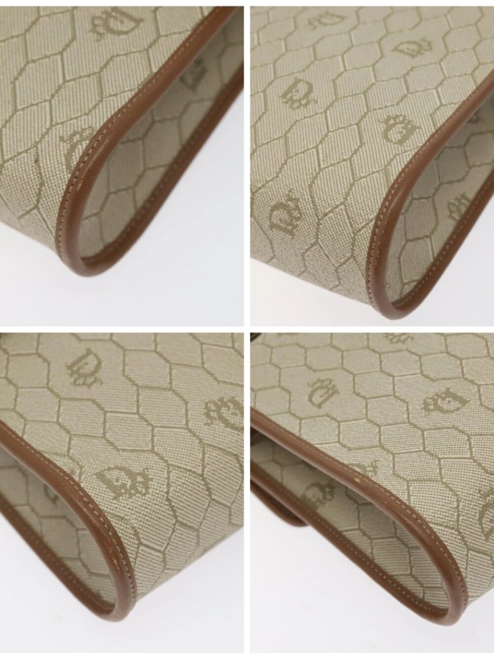 Christian Dior Honeycomb Canvas Shoulder Bag PVC Beige Gold Auth 125574 - Picture 16 of 16